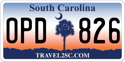 SC license plate OPD826