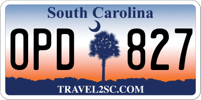 SC license plate OPD827
