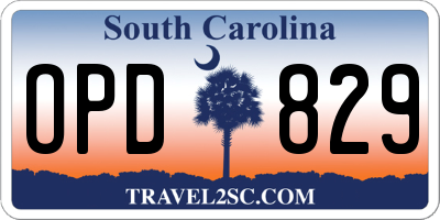 SC license plate OPD829