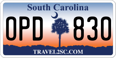 SC license plate OPD830