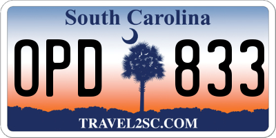 SC license plate OPD833