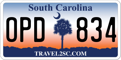 SC license plate OPD834