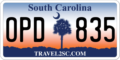 SC license plate OPD835