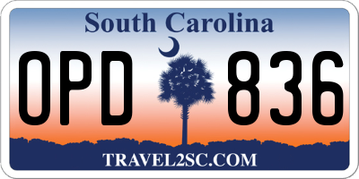 SC license plate OPD836