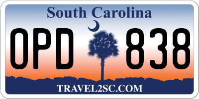 SC license plate OPD838