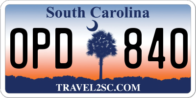 SC license plate OPD840