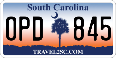SC license plate OPD845