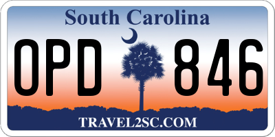SC license plate OPD846
