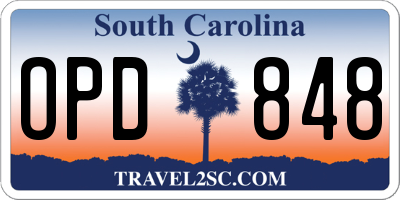 SC license plate OPD848
