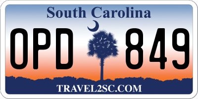 SC license plate OPD849