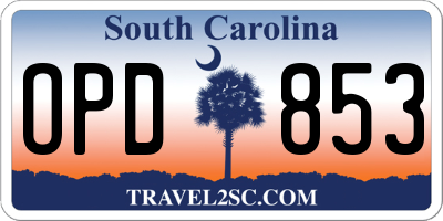 SC license plate OPD853