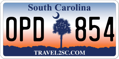 SC license plate OPD854