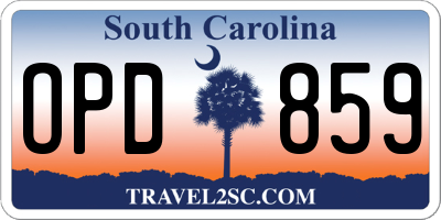 SC license plate OPD859