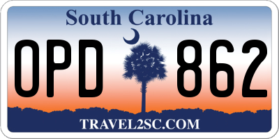 SC license plate OPD862