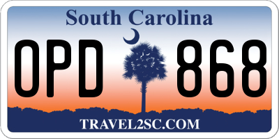 SC license plate OPD868