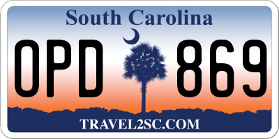 SC license plate OPD869