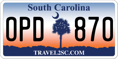 SC license plate OPD870