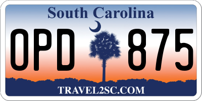 SC license plate OPD875