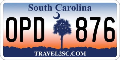 SC license plate OPD876