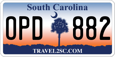 SC license plate OPD882