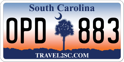 SC license plate OPD883