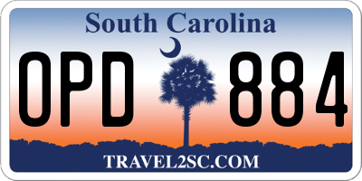 SC license plate OPD884