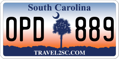 SC license plate OPD889