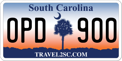 SC license plate OPD900