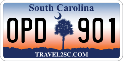 SC license plate OPD901