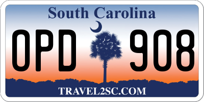 SC license plate OPD908