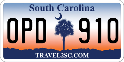 SC license plate OPD910