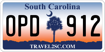 SC license plate OPD912