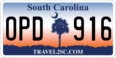SC license plate OPD916