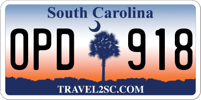 SC license plate OPD918