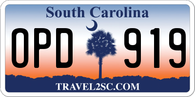 SC license plate OPD919