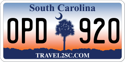 SC license plate OPD920