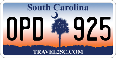 SC license plate OPD925