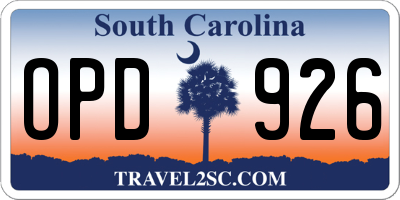 SC license plate OPD926