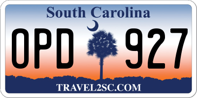 SC license plate OPD927