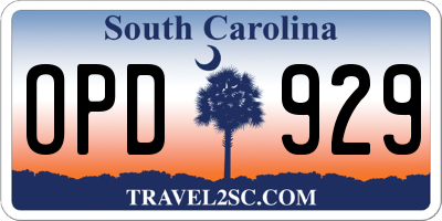 SC license plate OPD929