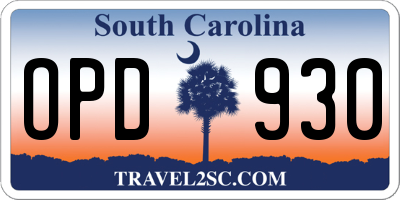 SC license plate OPD930