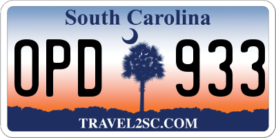 SC license plate OPD933