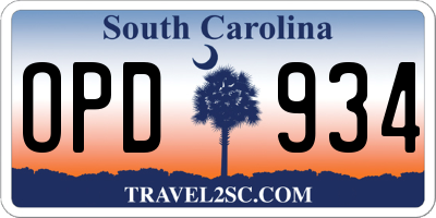 SC license plate OPD934