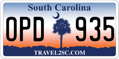 SC license plate OPD935