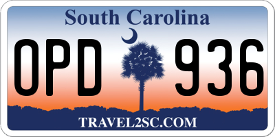 SC license plate OPD936
