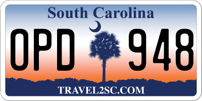 SC license plate OPD948