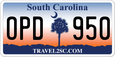 SC license plate OPD950