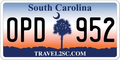 SC license plate OPD952
