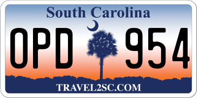 SC license plate OPD954