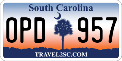 SC license plate OPD957